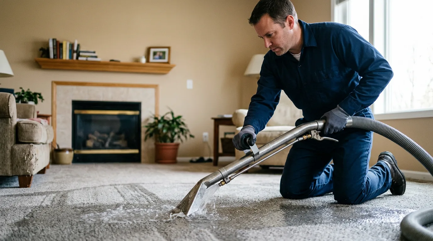 Water damage restoration technician working near Cashton, WI